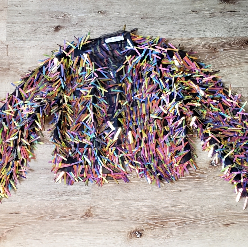 BEAR DANCE Colorful Fringe Jacket SZ M